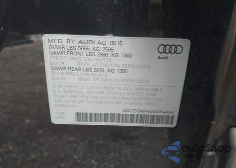 2016 Audi Q5 3.0T Premium Plus from USA, damaged, VIN WA1D7AFP5GA064864